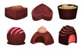 All Sorts Sweets Vector Set. Chocolate Desserts With Mixed Flavours Concept