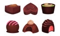 All Sorts Sweets Vector Set. Chocolate Desserts With Mixed Flavours Concept