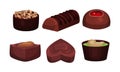 All Sorts Sweets Vector Set. Chocolate Desserts With Mixed Flavours Concept