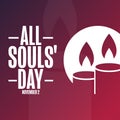 All Souls Day. November 2. Holiday concept. Template for background, banner, card, poster with text inscription. Vector