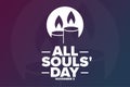 All Souls Day. November 2. Holiday concept. Template for background, banner, card, poster with text inscription. Vector