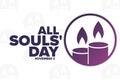 All Souls Day. November 2. Holiday concept. Template for background, banner, card, poster with text inscription. Vector