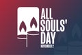 All Souls Day. November 2. Holiday concept. Template for background, banner, card, poster with text inscription. Vector