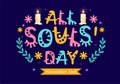 All Souls Day Vector Illustration to Commemorate All Deceased Believers in the Christian Religion with Candles