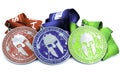 All spartan race medals - sprint super and beast Royalty Free Stock Photo