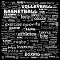 All sports word cloud hobbies background illustration