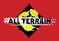 All terrain off road event. Off-Road hand drawn grunge lettering.