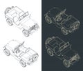 All terrain vehicle isometric blueprints Royalty Free Stock Photo