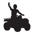 All terrain vehicle rider black silhouette, vector illustration Royalty Free Stock Photo