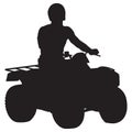 All terrain vehicle rider black silhouette, vector illustration Royalty Free Stock Photo