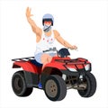 All terrain vehicle rider, vector flat illustration Royalty Free Stock Photo