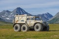 All-terrain vehicle `Trekol` at the spurs of the Polar Urals