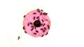 all to the cookie. black ants eating a cookie, mini donut, pink frosting. ideal for adding content