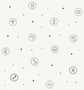 All Together Zodiac Signs Pattern Illustrations. Black and White Option. Royalty Free Stock Photo