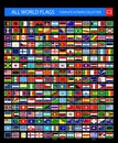 All Vector World Flags with frame isolated on black background Royalty Free Stock Photo