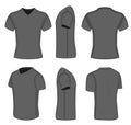 All views men's black short sleeve v-neck t-shirt