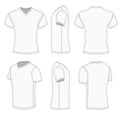 All views men's white short sleeve v-neck t-shirt.