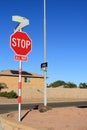ALL WAY STOP regulatory sign at road intersection Royalty Free Stock Photo