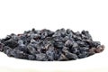 All in white dark blue dried grapes Royalty Free Stock Photo