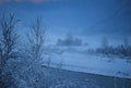 The fog on the river at dawn on a cold winter day Royalty Free Stock Photo