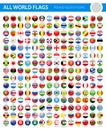 All World Flags - Vector Round Glossy Icons Royalty Free Stock Photo