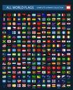 All World Flags Round Rectangle Buttons Flat Design Vector Icon Pack Royalty Free Stock Photo