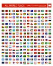 All World Flags round rectangle 3D glossy button icons isolated white Royalty Free Stock Photo