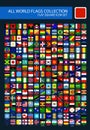 All World Flags rounded square simple vector isolated on black Royalty Free Stock Photo