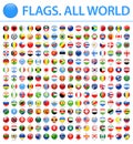 All World Flags - Vector Round Glossy Icons Royalty Free Stock Photo