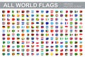 All world flags - vector set of flat grunge icons. Royalty Free Stock Photo