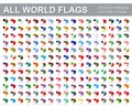All world flags - vector set of flat twisted ribbon icons. Royalty Free Stock Photo
