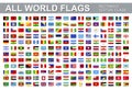 All world flags - vector set of rectangular icons. Royalty Free Stock Photo