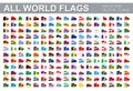 All world flags - vector set of waveform flat icons. Royalty Free Stock Photo