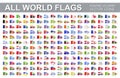 All world flags - vector set of waving icons. Royalty Free Stock Photo