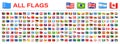 All World Flags - Vector Tag Label Flat Icons. 2020 versions of flags
