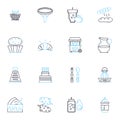 All-you-can-eat restaurant linear icons set. Buffet, Unlimited, Feast, Gluttony, Overindulgence, Variety, Selection line