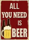 All you need is beer retro poster