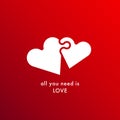 All you need is love. Amour quote with puzzle hearts. Royalty Free Stock Photo