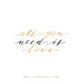 All you need is love - gold text isolated