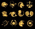 All zodiac signs together in the astrology vector Royalty Free Stock Photo
