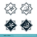 Allah and Muhammad Arabic Letter Icon Vector Logo Template Illustration Design. Vector EPS 10