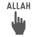 Allah is one glyph icon, religion and islam, pointer hand sign, vector graphics, a solid pattern on a white background. Royalty Free Stock Photo
