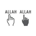 Allah is one line and glyph icon, religion and islam, pointer hand sign, vector graphics, a linear pattern on a white Royalty Free Stock Photo