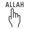 Allah is one line icon, religion and islam, pointer hand sign, vector graphics, a linear pattern on a white background. Royalty Free Stock Photo