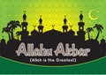 Allahu Akbar with mosque silhouette