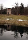 Allain`s Tower - Old Hunting Place for Aristocrats - Lake Reflection Royalty Free Stock Photo