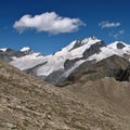 Allalinhorn, Rimpfischhorn and Strahlhorn. Royalty Free Stock Photo