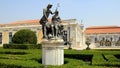 Allegoric sculpture in the manicured Hanging Gardens of Queluz National Palace, Portugal