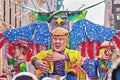 Allegorical car with Donald Trump doll during performing Grand show Mardi Gras Malta Carnival