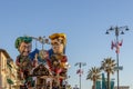 The allegorical chariot dedicated to political satire with Di Maio and Salvini parades at the Carnival of Viareggio, Italy